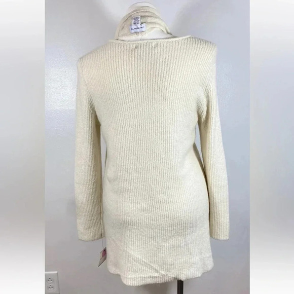 NWT Liz Claiborne Women’s Pointelle V-Neck Cream Sweater with Scarf Size XL - Picture 4 of 8